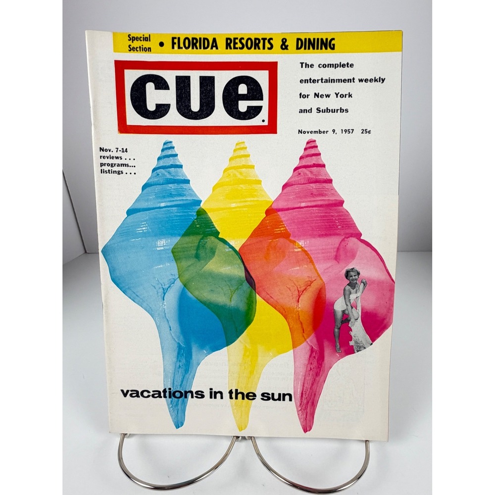 Vintage 1957 Cue Magazine Florida Resorts Dining NYC Broadway TV Ads November 9